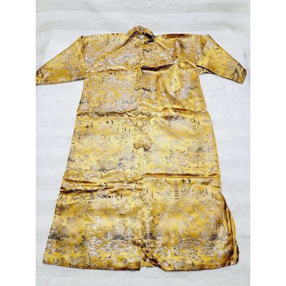 Asian Gold Kimono ? with pants, Robe Jacket Suit Made in Japan size S - Picture 2 of 14
